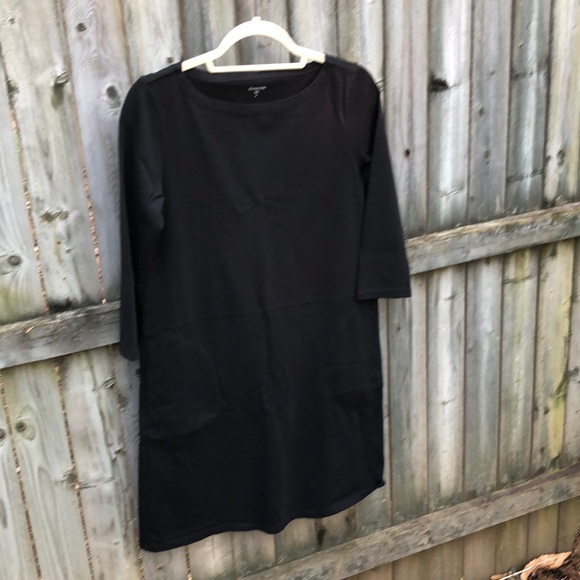 Garnet Hill Bateau Neck 3/4 sleeve dress black 4 - Picture 2 of 8